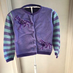 Hartstrings Purple and Turquoise Horse Applique Sweater Girls Sz 6/6X